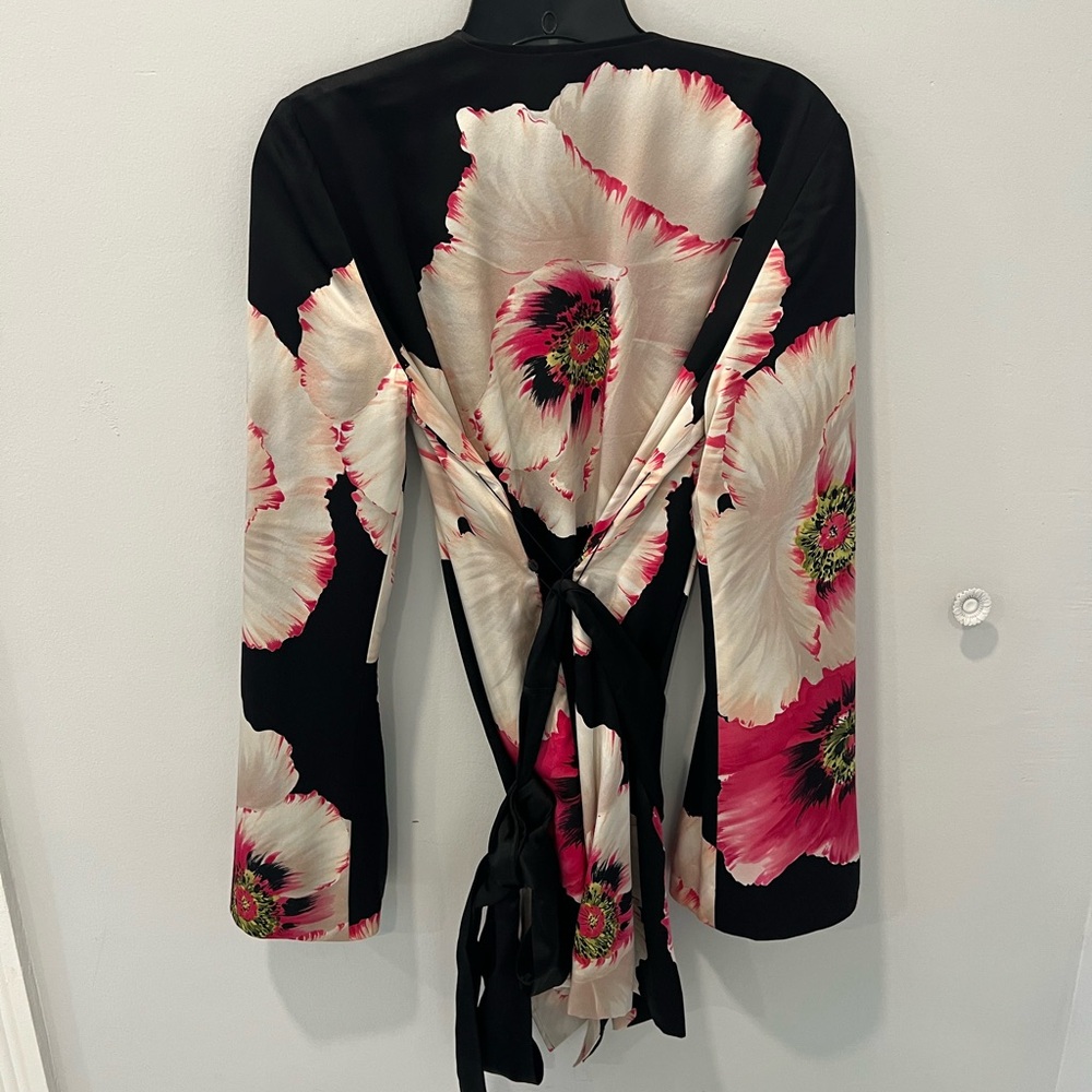 Dana Buchman Pink & Black Silky Floral Jacket - Picture 3 of 5